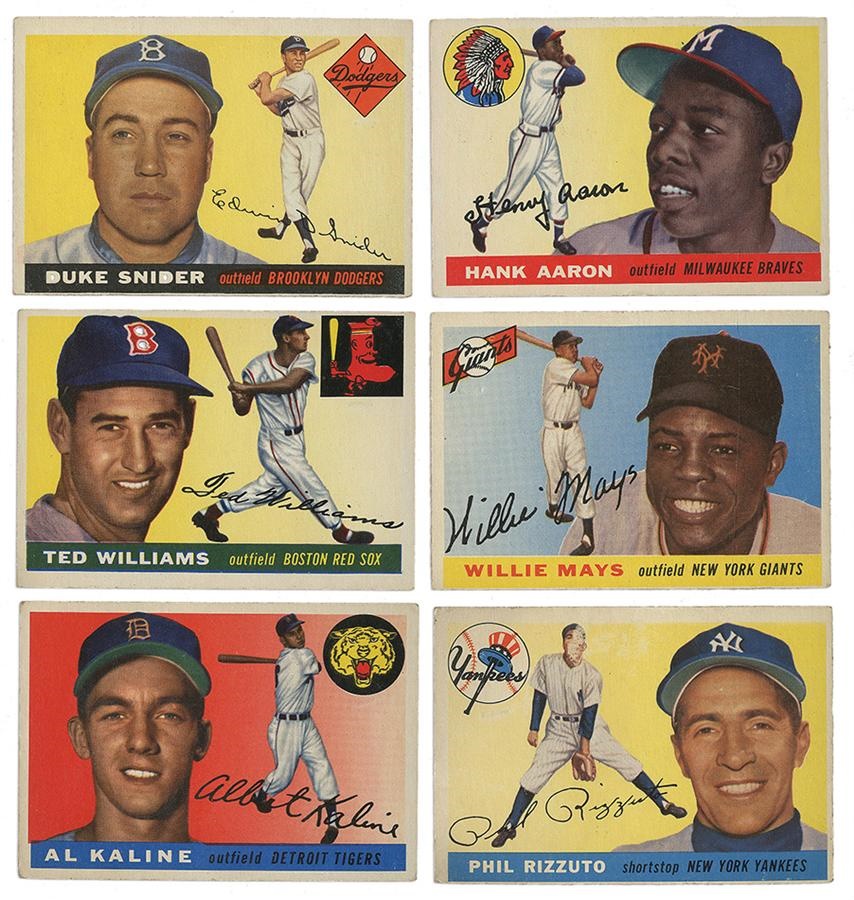 1955 Topps Collection Including Aaron, Mays, Williams & Snider (17)