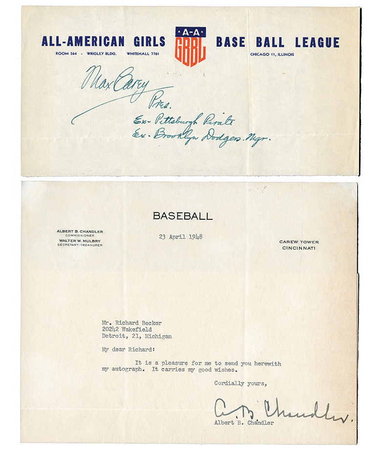 - Signed Baseball Autograph Letters and Notes (11)