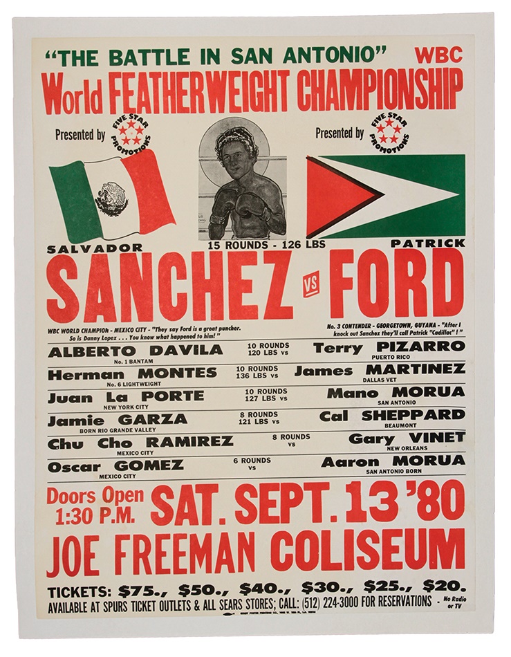 Muhammad Ali & Boxing - 1980 Salvador Sanchez vs. Partick Ford On-Site Fight Poster