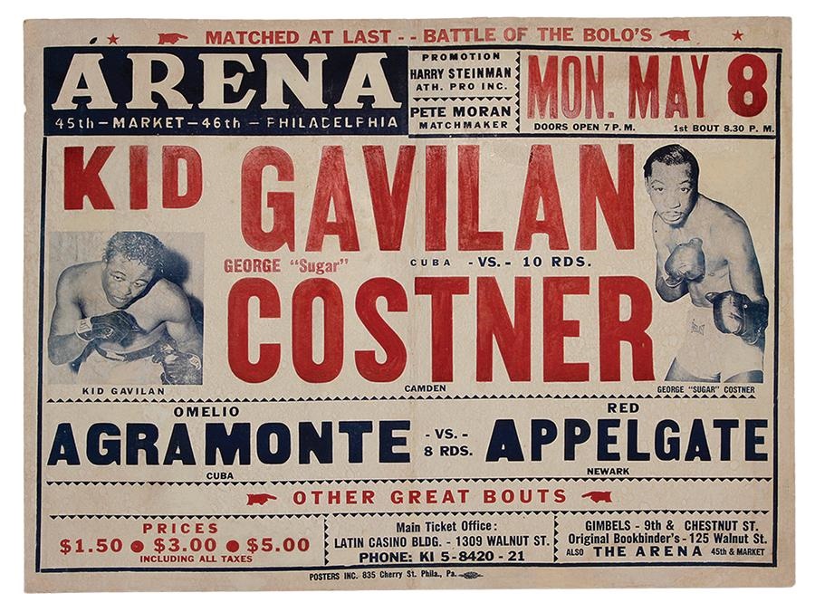 Muhammad Ali & Boxing - 1950 Kid Gavilan vs. George Costner On-Site Fight Poster