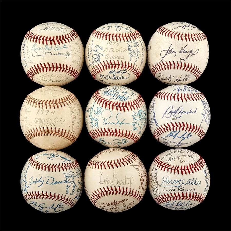 Baseball Autographs - Collection of Team-Signed Baseballs From Bruce Dal Canton