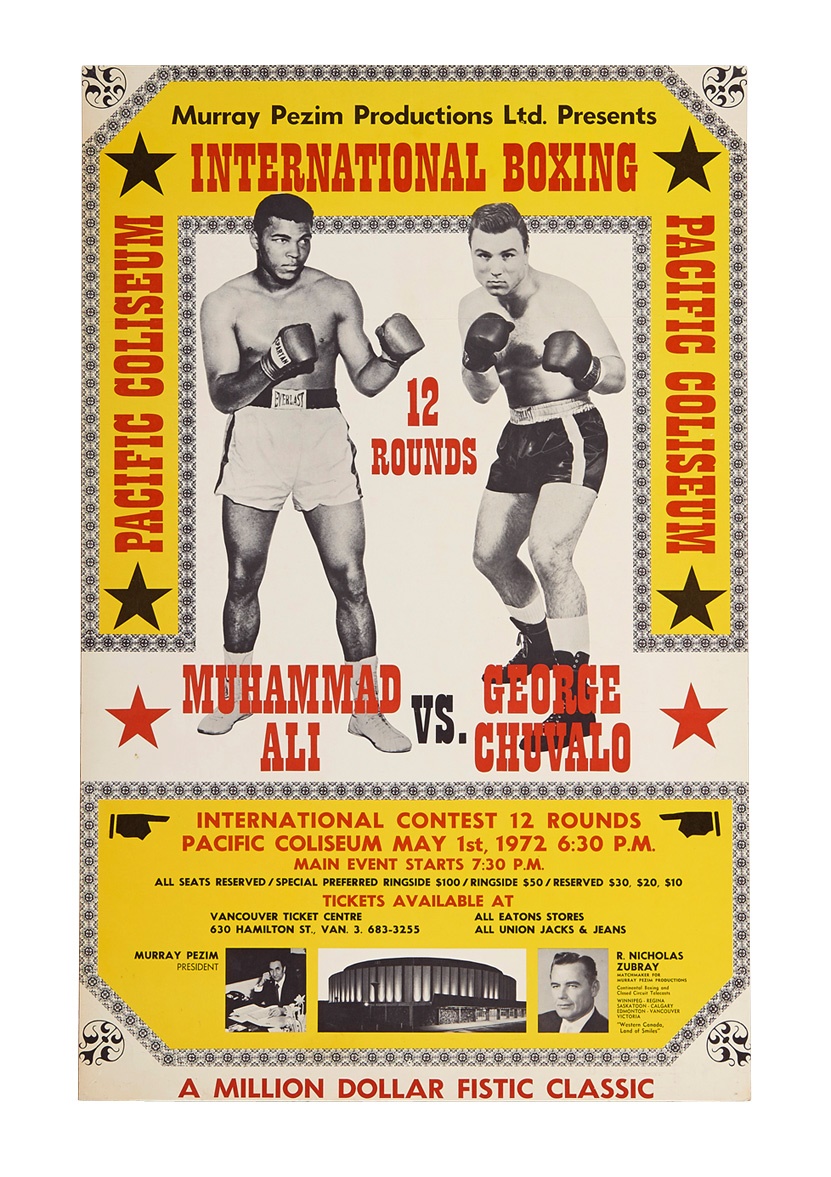 Muhammad Ali & Boxing - 1972 Muhammad Ali vs. George Chuvalo On-Site Fight Poster