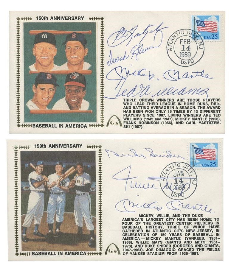 Baseball Autographs - Willie, Mickey and The Duke and Triple Crown Signed Gateway Covers