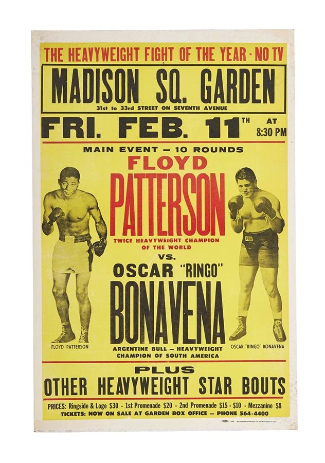 Muhammad Ali & Boxing - 1972 Floyd Patterson vs. Oscar Bonavena On-Site Fight Poster
