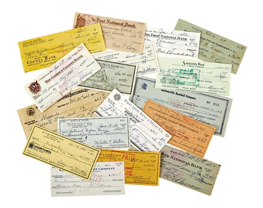Baseball Autographs - Collection of Signed Bank Checks (Mostly Hall of Famers)