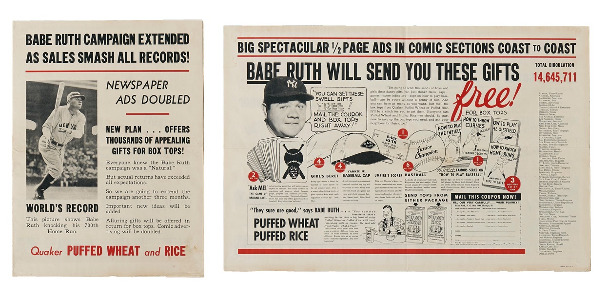 Ruth and Gehrig - 1930s Babe Ruth Store Display Poster