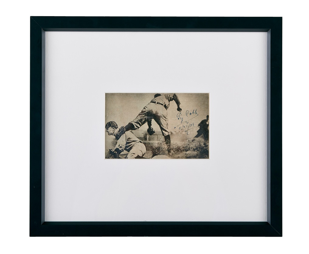 - Ty Cobb "Sliding In" by Charles Conlon Signed Photograph
