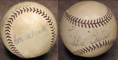 - Circa 1933 Eddie Collins  &Connie Mack Signed Baseball