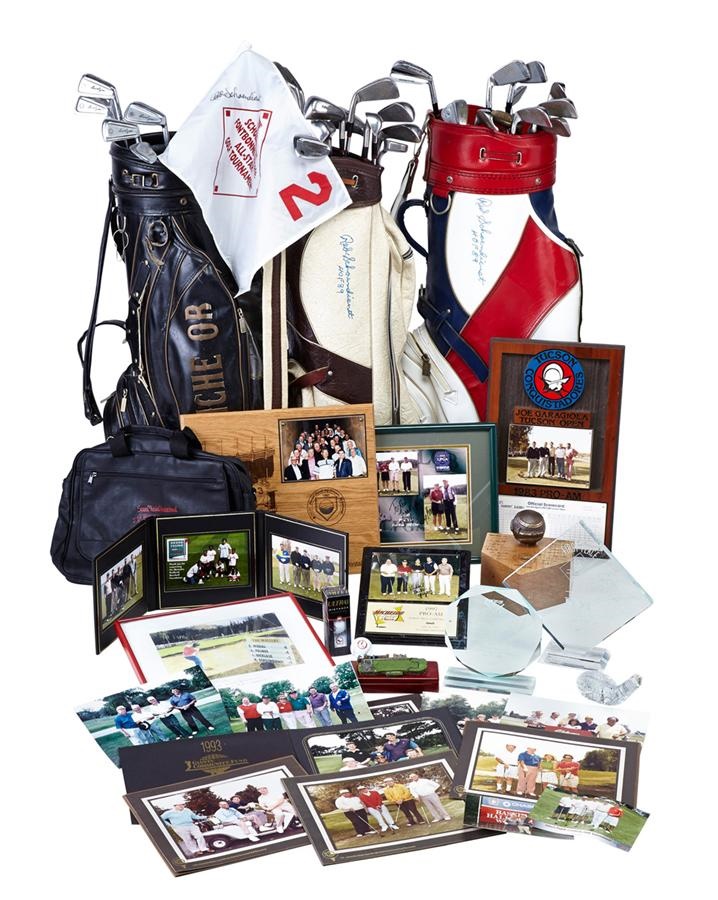 Golf Collection Including Four Bags, Clubs, Awards and Photos