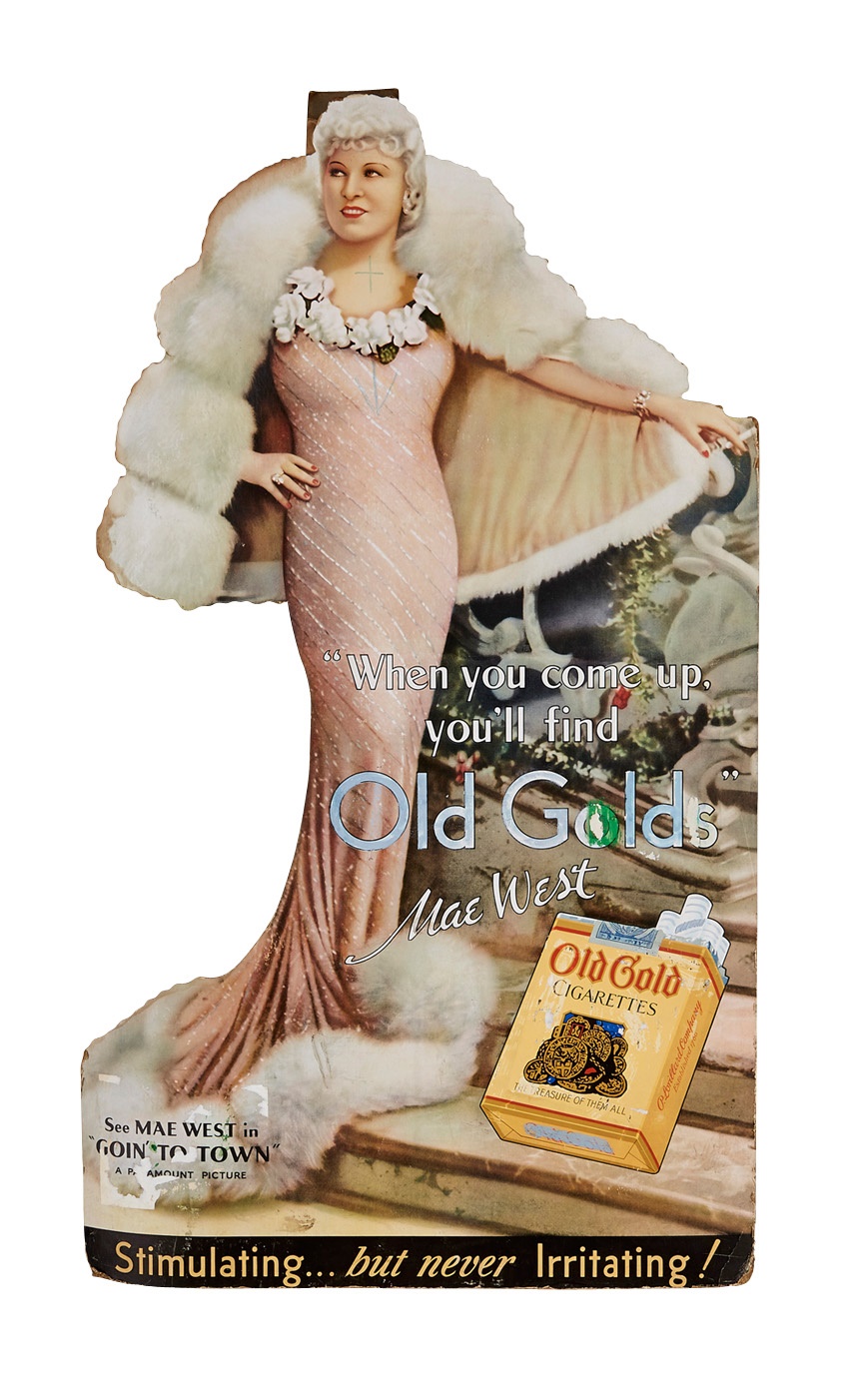 1934 Mae West Old Gold Advertising Standee