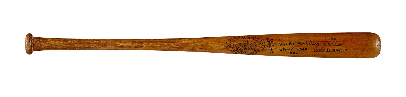 Baseball Equipment - 1950 Duke Snider Signed Game-Used Bat (PSA 8)