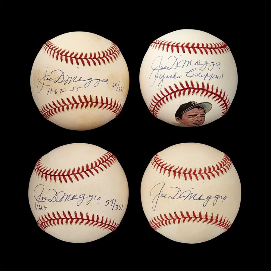 Baseball Autographs - Joe DiMaggio Signed Ball Collection Including Inscriptions (4)