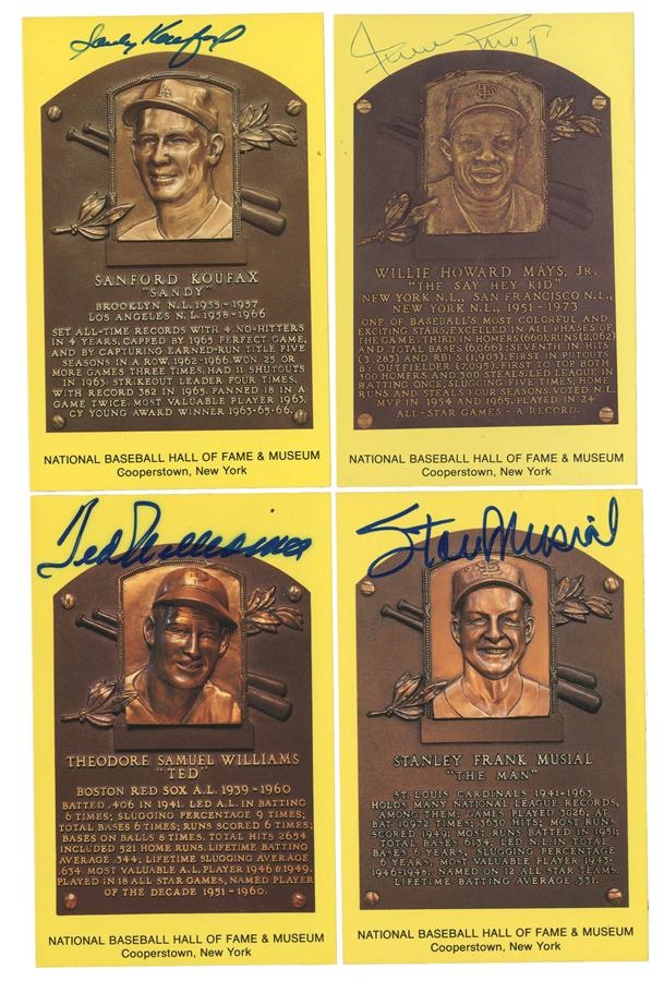 Baseball Autographs - Gold HOF Plaque Collection including Mays, Koufax, & Williams (25)