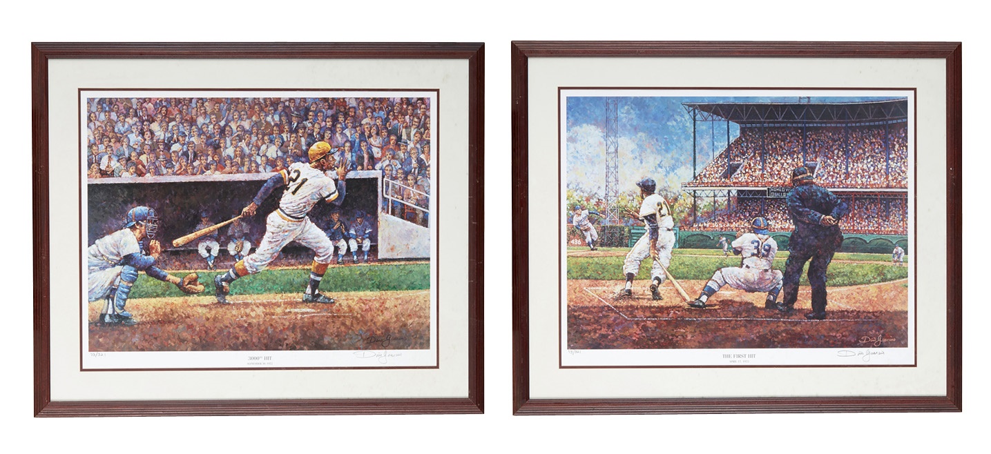 Sports Fine Art - Roberto Clemente First Hit and 3,000th Hit Prints by Dino Guarino (2)