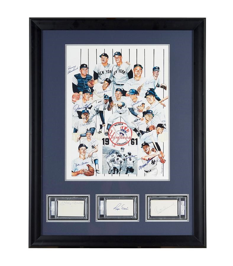 NY Yankees, Giants & Mets - 1961 World Champion New York Yankees Framed Display