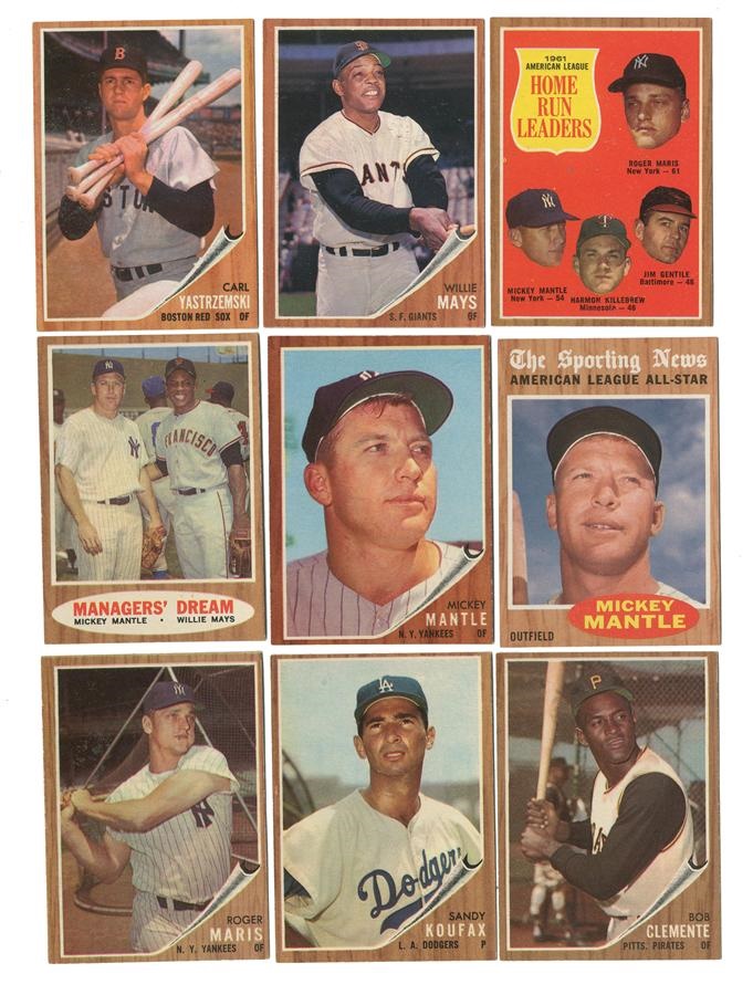 - 1962 Topps Baseball Card High Grade Complete Set With 14 Variations (612)