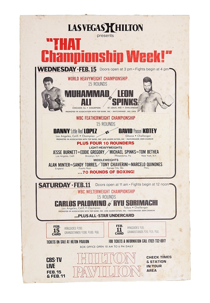 Muhammad Ali & Boxing - 1978 Muhammad Ali vs. Leon Spinks On-Site Fight Poster