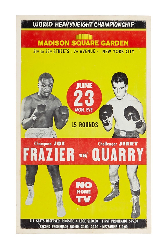 Muhammad Ali & Boxing - 1969 Joe Frazier vs. Jerry Quarry On-Site Fight Poster