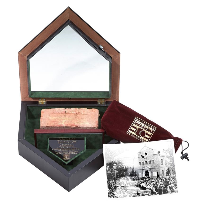 Baseball Autographs - National Baseball Hall of Fame Brick in Display Case