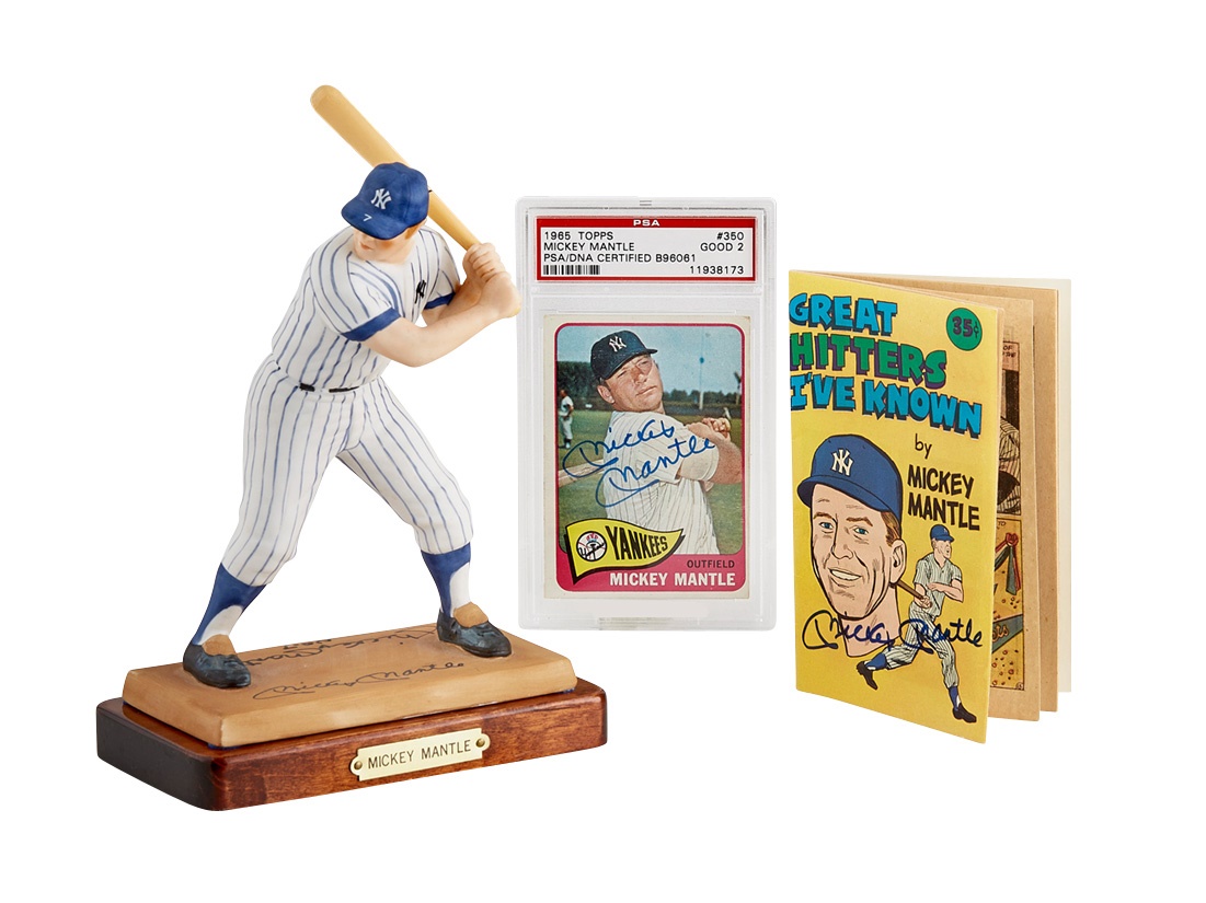 Baseball Autographs - Mickey Mantle Signed Items Including a 1965 Topps Card (3)