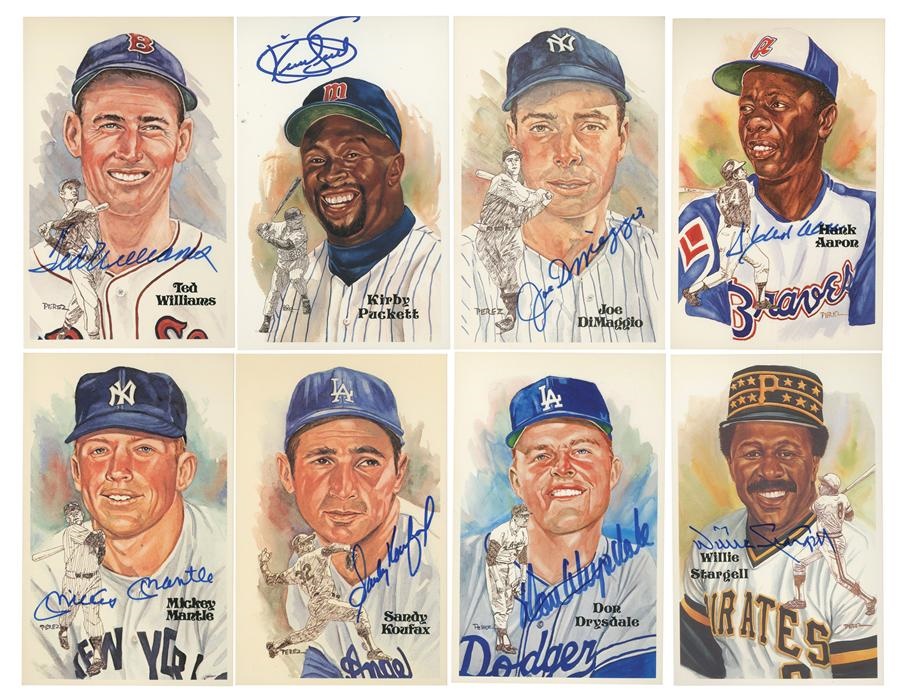 Baseball Autographs - 1980-2002 Perez-Steele Signed Collection Including, Mantle, Puckett, Williams, & DiMaggio (79)