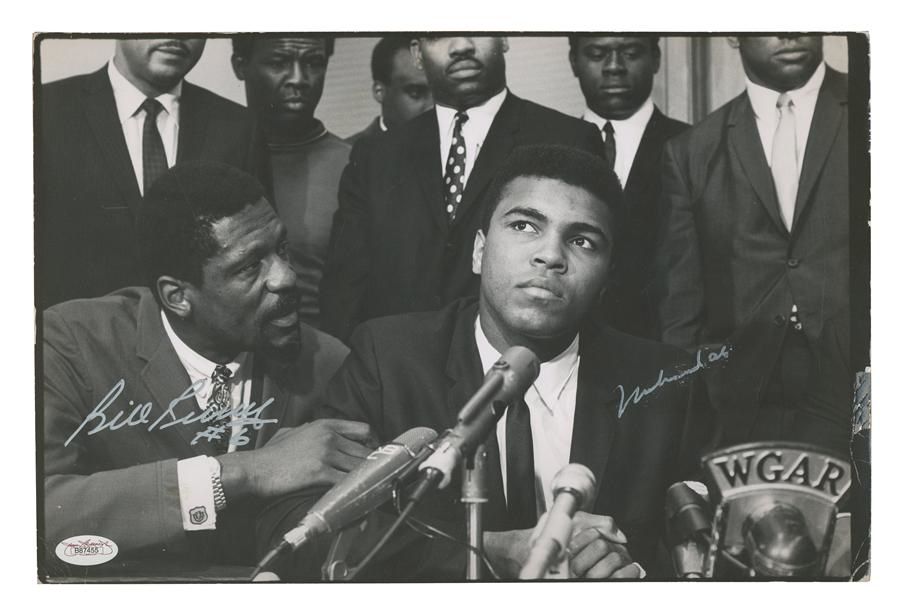 Muhammad Ali & Boxing - Ali & Bill Russell Signed Oversized Photo