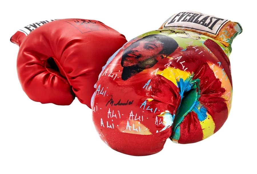 Muhammad Ali & Boxing - Muhammad Ali Signed, Hand-Painted Glove by Steve Kaufman