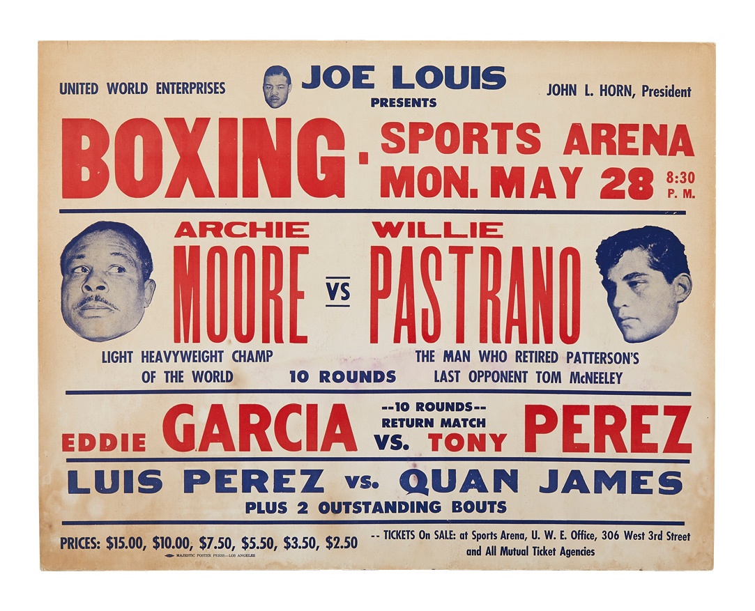 Muhammad Ali & Boxing - Archie Moore Vs. Willie Pastrano Fight Poster