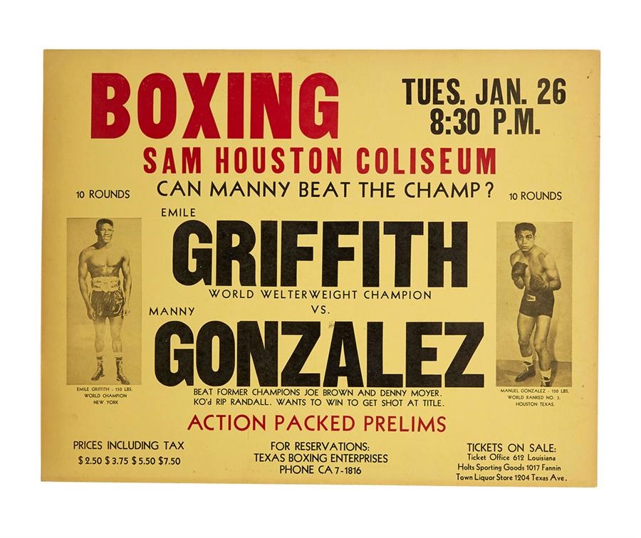 Muhammad Ali & Boxing - 1965 Emile Griffith vs. Manny Gonzalez I On-Site Fight Poster