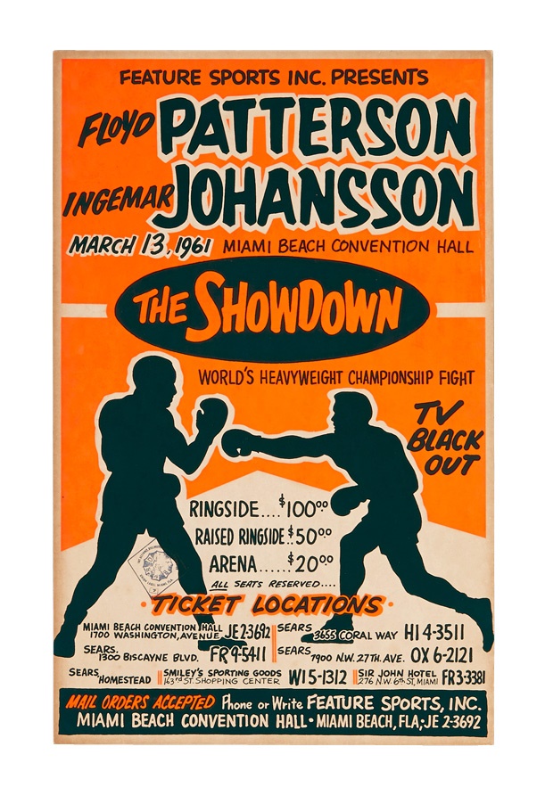 Muhammad Ali & Boxing - Floyd Patterson vs. Ingemar Johansson III On-Site Poster (1961)
