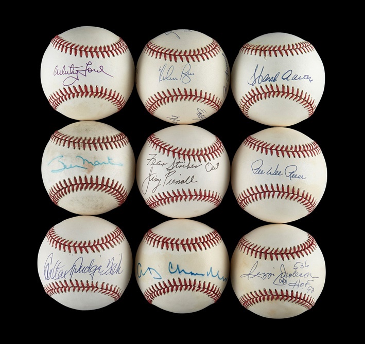 Baseball Autographs - Signed Baseball Collection Including 300-Game Winners, Aaron, & Martin (50)
