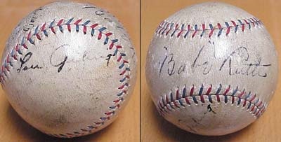 - 1927 Babe Ruth, Lou Gehrig & Other Yankees Signed Baseball