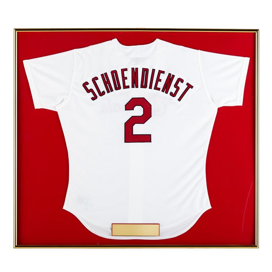 Red Schoendienst Equipment - Framed Jersey Presented by the St. Louis Cardinals