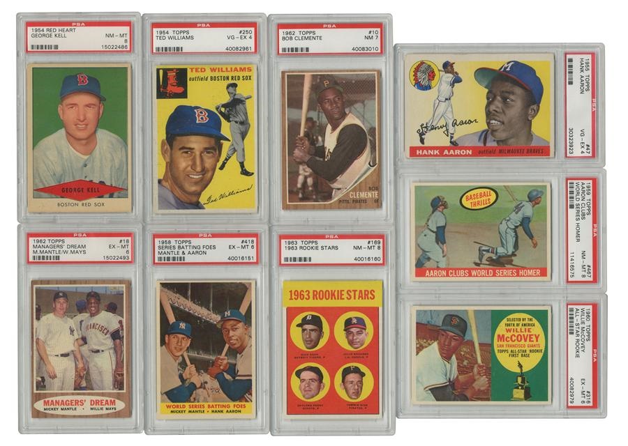 1954-1968 PSA Graded Card Collection Including Mantle Clemente & Williams (74)