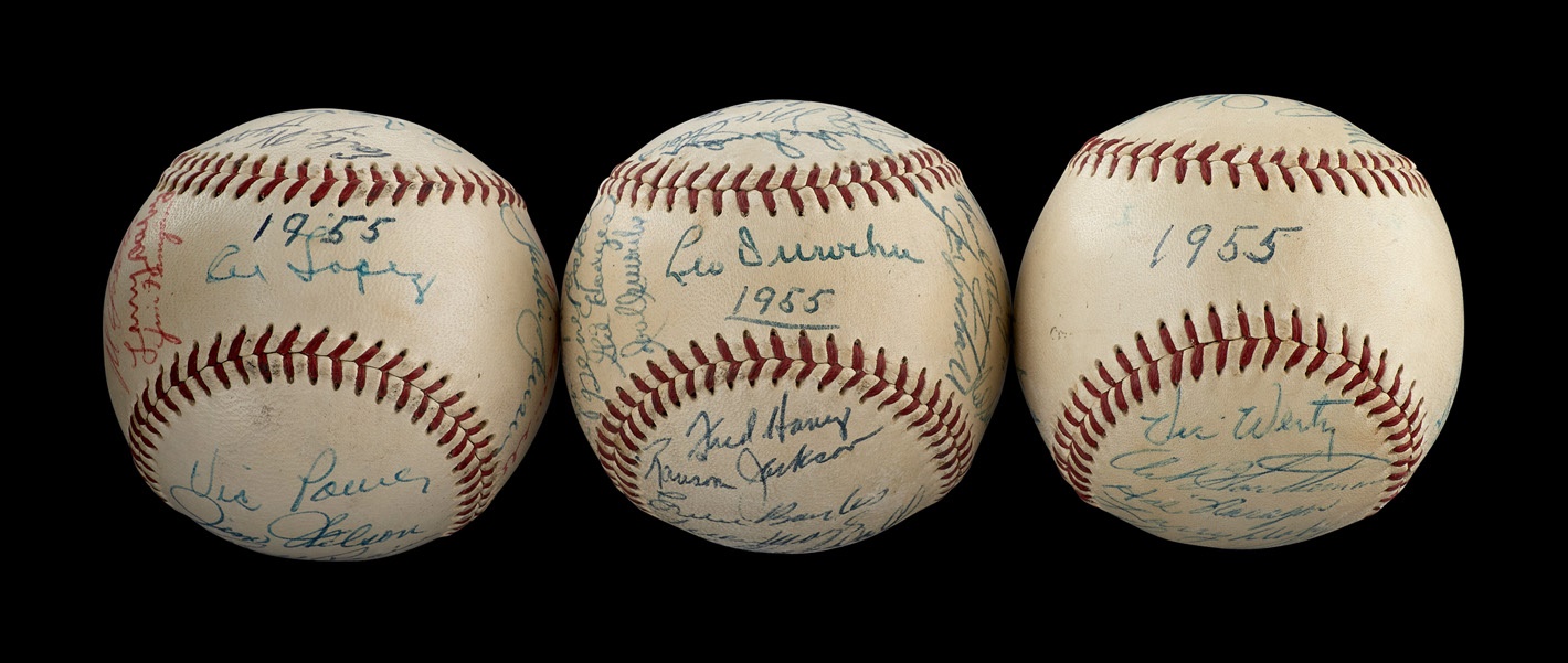 - 1955 National and American League All-Stars and Cleveland Indians Signed Baseballs