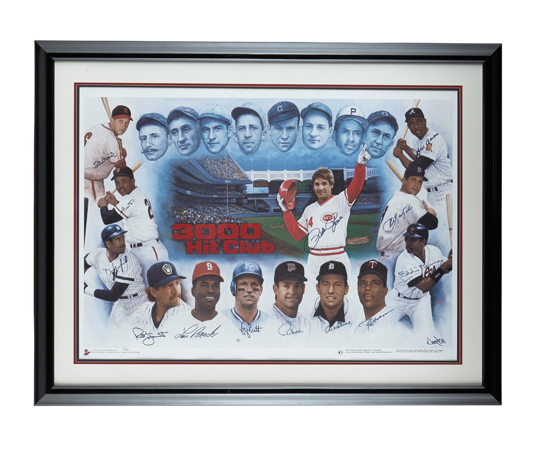 Baseball Autographs - 3,000 Hit Club Signed Lithograph