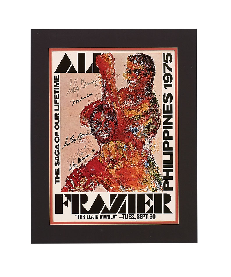 - Muhammad Ali, Joe Frazier and LeRroy Neiman Signed Zaire Print