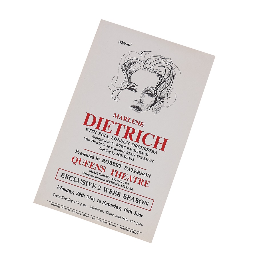 - 1964 Marlene Dietrich Rare London, England Personal Appearance Poster