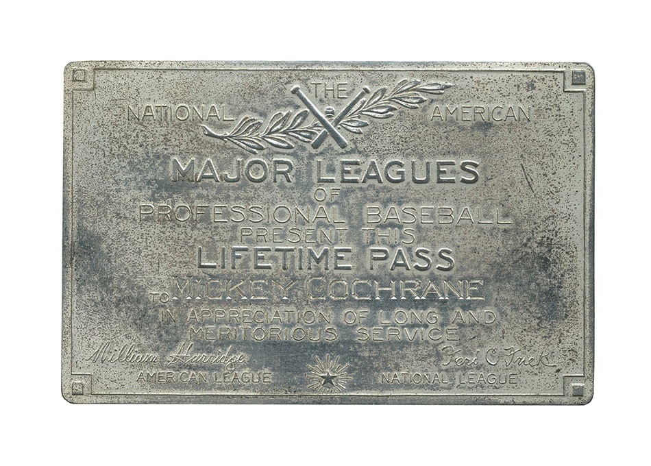 Mickey Cochrane Major Leagues Lifetime Pass