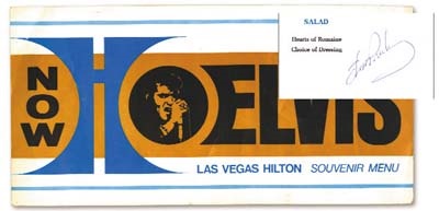 - 1972 Elvis Presley Las Vegas Hilton Signed Menu