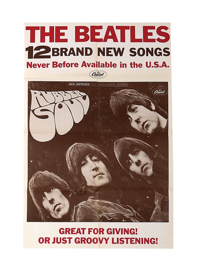 - High Grade 1965 Beatles Rubber Soul Advertising Poster