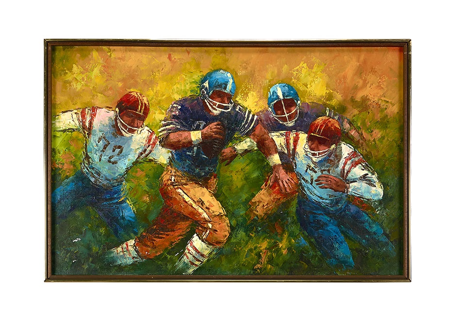 Sports Fine Art - 1960s LeRoy Neiman Style Football Painting