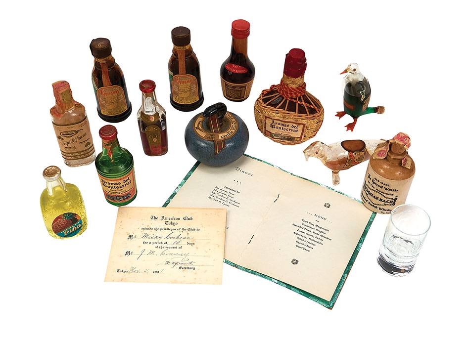 - Mickey Cochrane Liquor Bottles and 1931 Japan Tour Items (14)