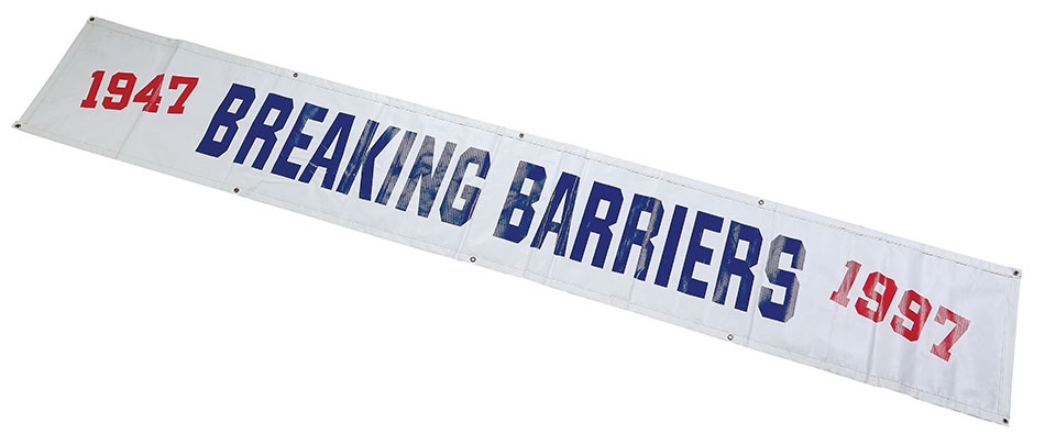 - Large Jackie Robinson 50th Anniversary Banner Hung At Shea Stadium