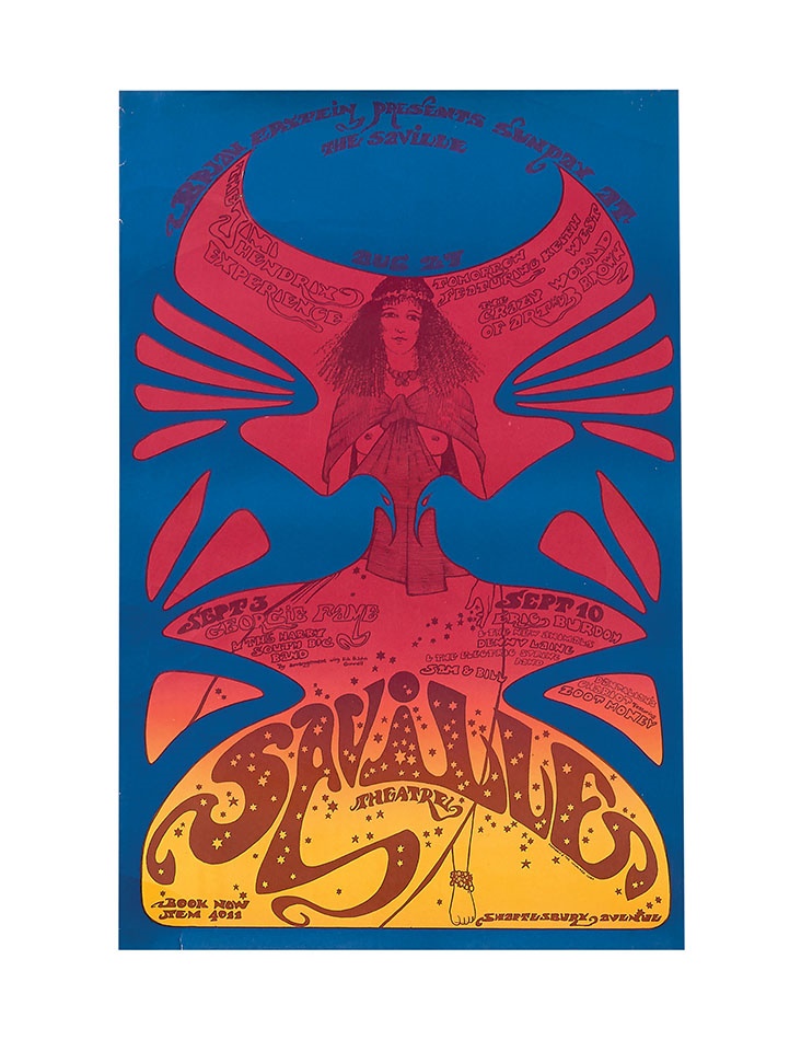 Rock 'N' Roll - Jimi Hendrix 1967 Saville Concert Poster OA 301