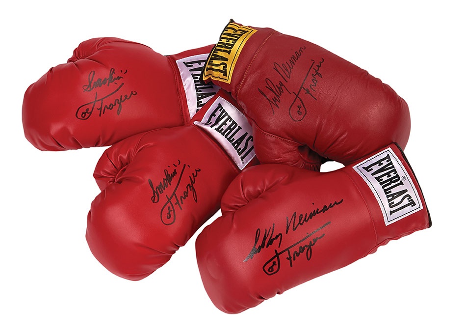 - Joe Frazier & LeRoy Neiman Signed Boxing Glove Collection (4)