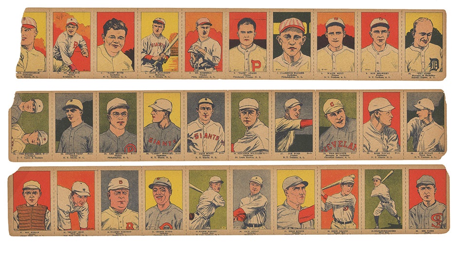 - 1923 W515 Uncut Strips Including Babe Ruth, Ty Cobb & Tris Speaker (3)