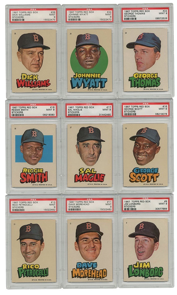 - 1967 Topps Red Sox Stickers High Grade Accumulation (91)