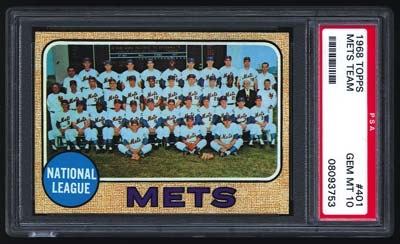 - 1968 Topps Mets Team Card PSA 10