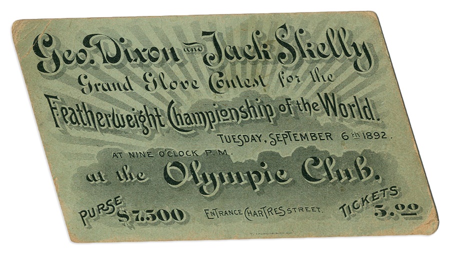 Muhammad Ali & Boxing - 1892 George Dixon vs. Jack Skelly Full Ticket